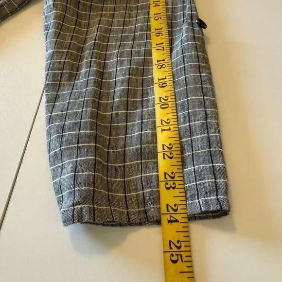 Vintage Flax by Joanne Engelhart Linen Windowpane Plaid Convertible Slv Top Sz S - Picture 13 of 13